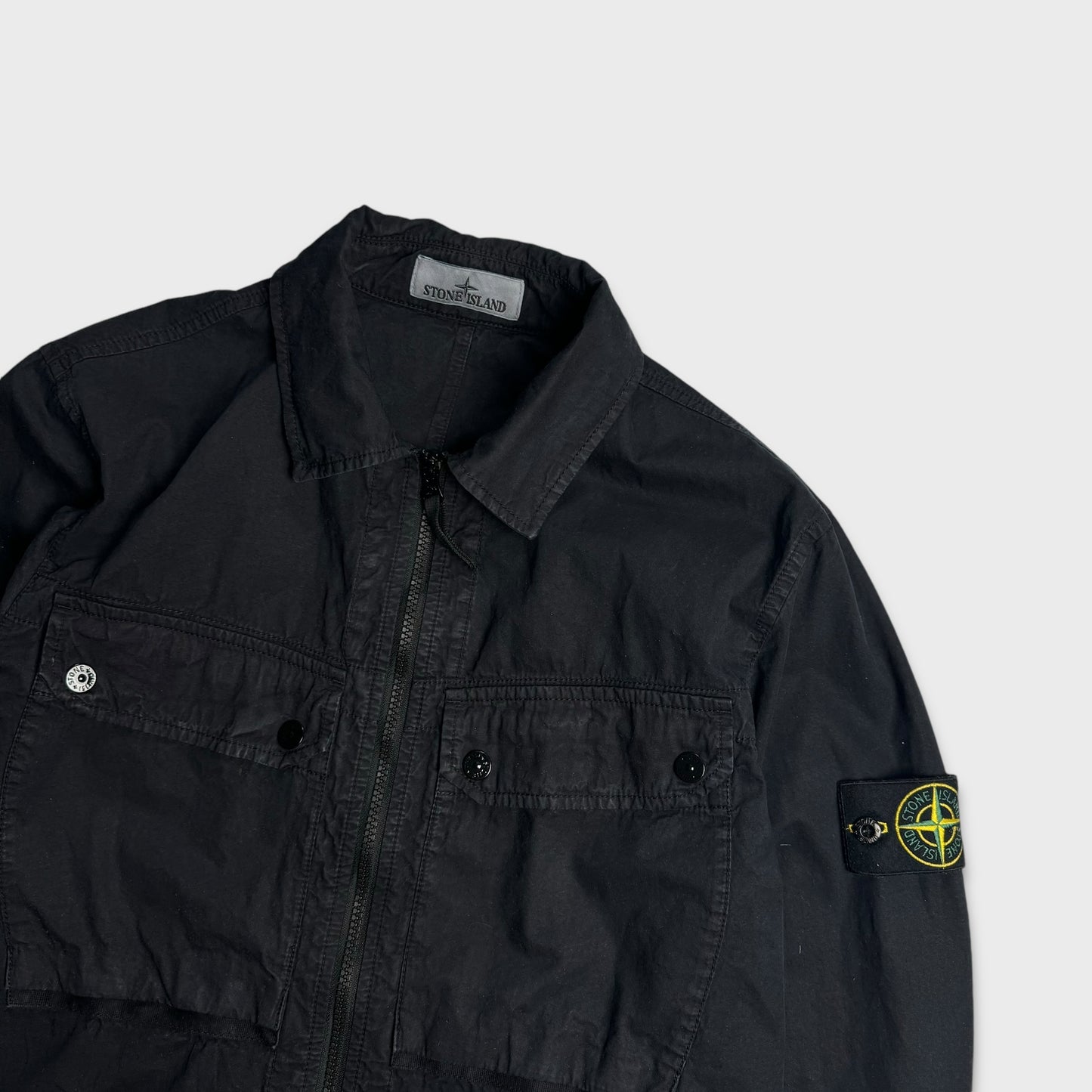 Stone Island Black SS23 Zip Overshirt M