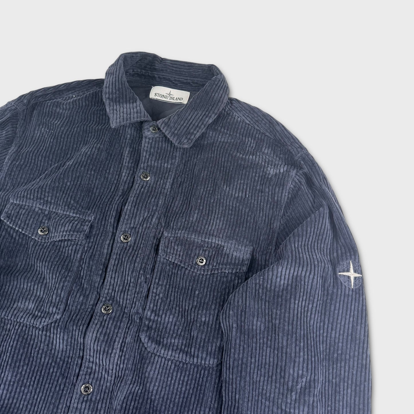 Stone Island Navy Corduroy Button Shirt XXL