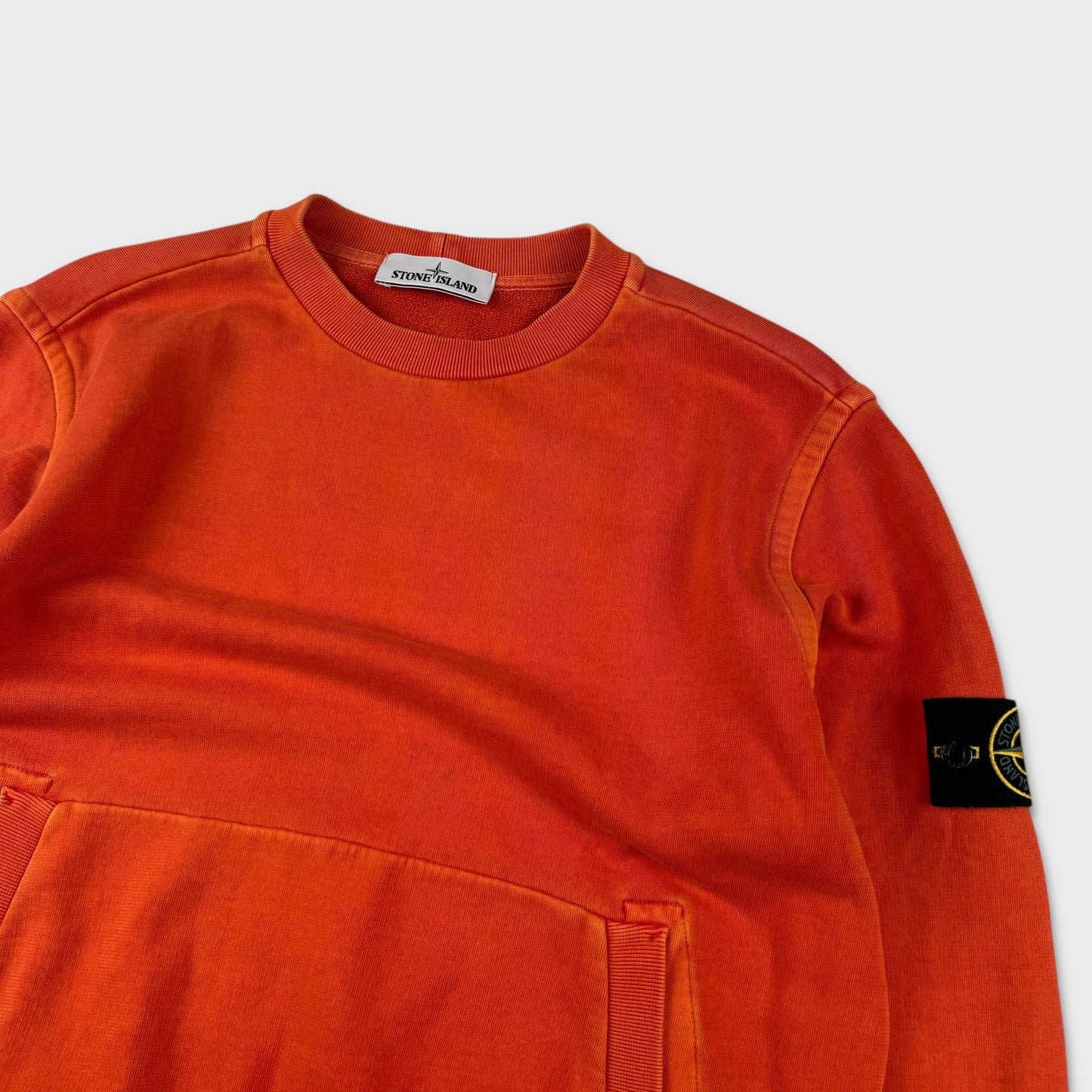 Stone Island Orange Kangaroo Pocket Crewneck XL