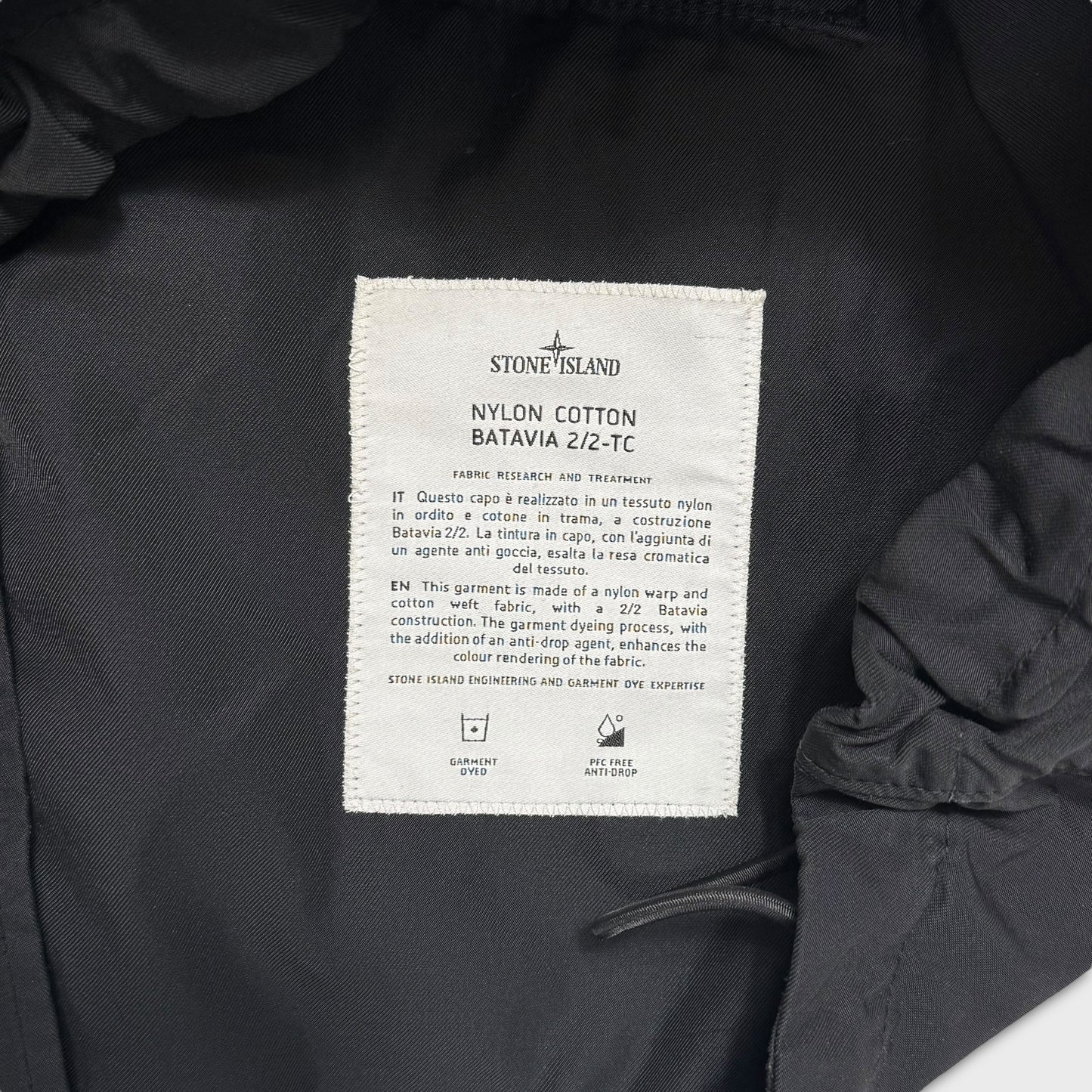 Stone Island Black Nylon Cotton Batavia 2/2-TC Jacket L