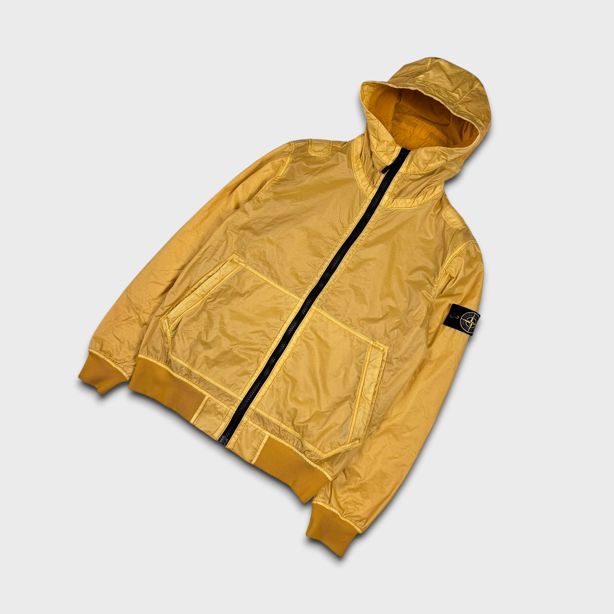 Stone Island Yellow Lamy Flock Velour Jacket M