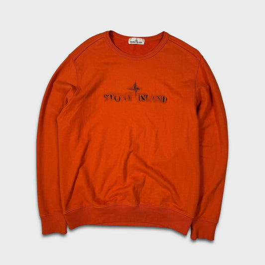 Stone Island Orange Spellout Crewneck XL