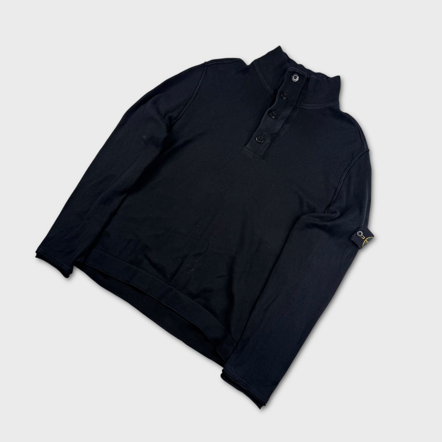 Stone Island Black 1/4 Zip / Button Sweatshirt XL