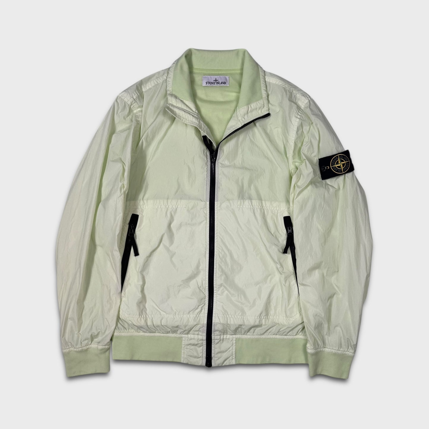 Stone Island Lime Green Garment Dyed Crinkle Reps NY Jacket S