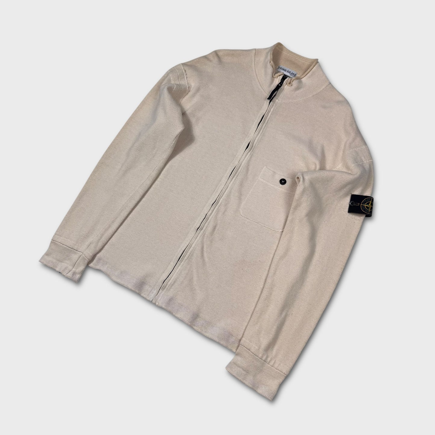 Stone Island Vintage Cream Zip Up Knit XL