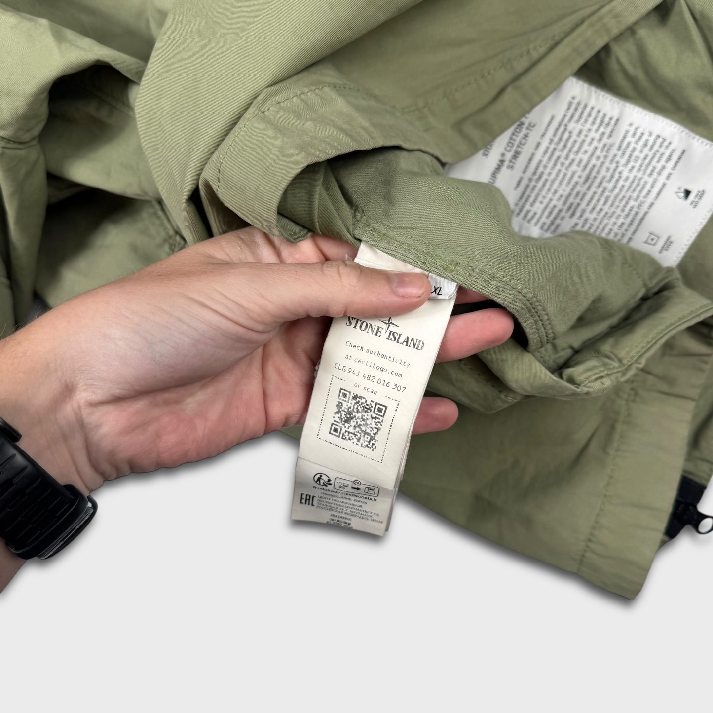 Stone Island Olive Supima Cotton Twill Stretch-TC Jacket XL