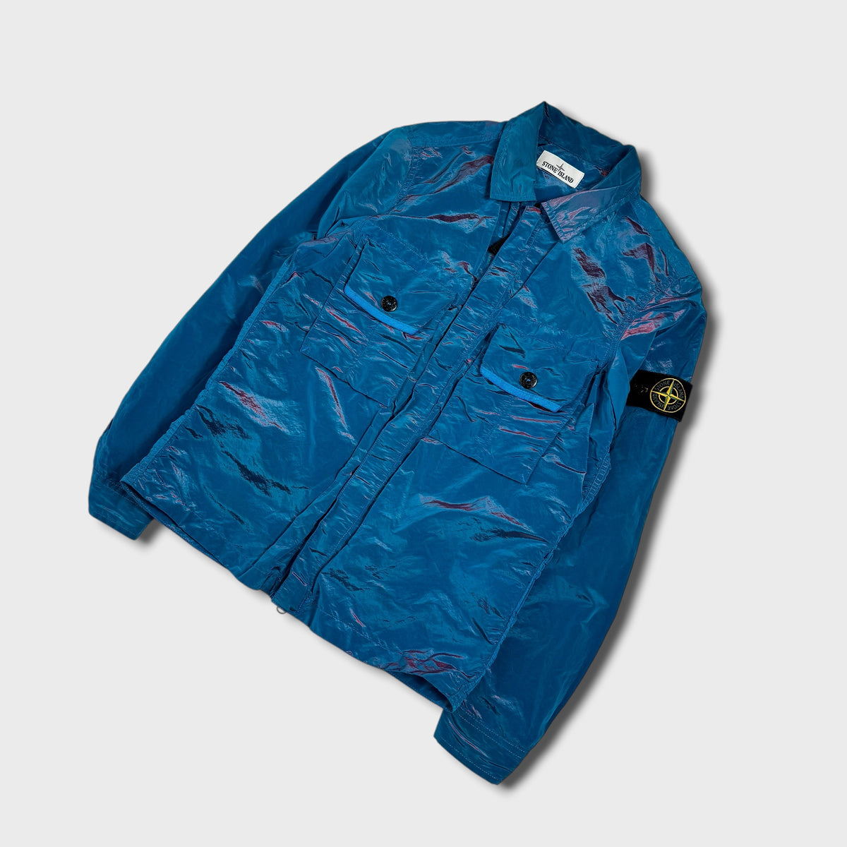 Stone Island Blue Nylon Metal Weft Overshirt M