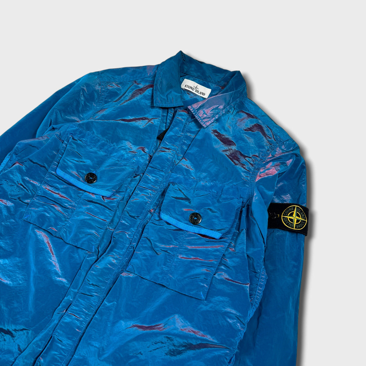 Stone Island Blue Nylon Metal Weft Overshirt M