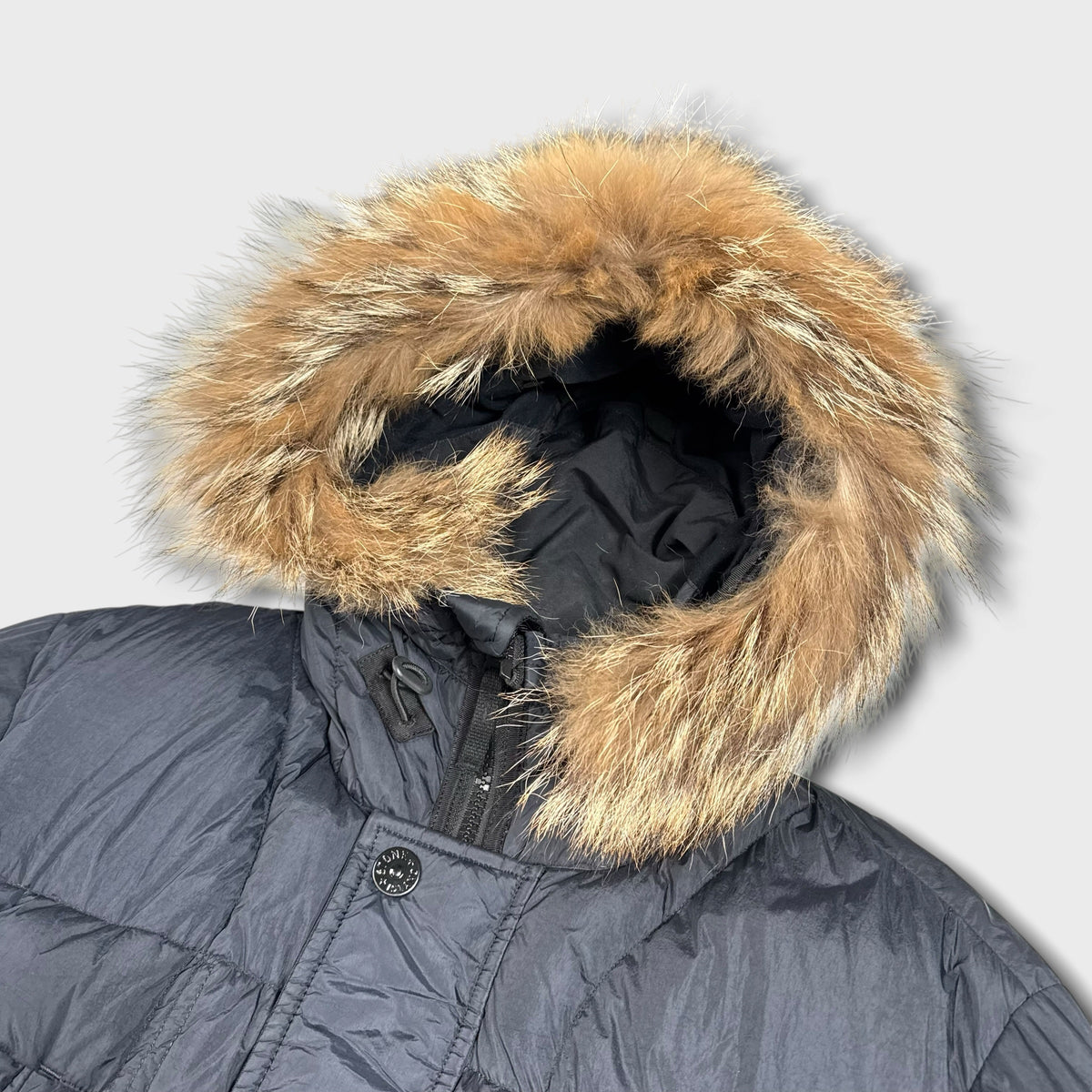 Stone Island Garment Dyed Crinkle Reps NY Down Fur Hood Jacket L