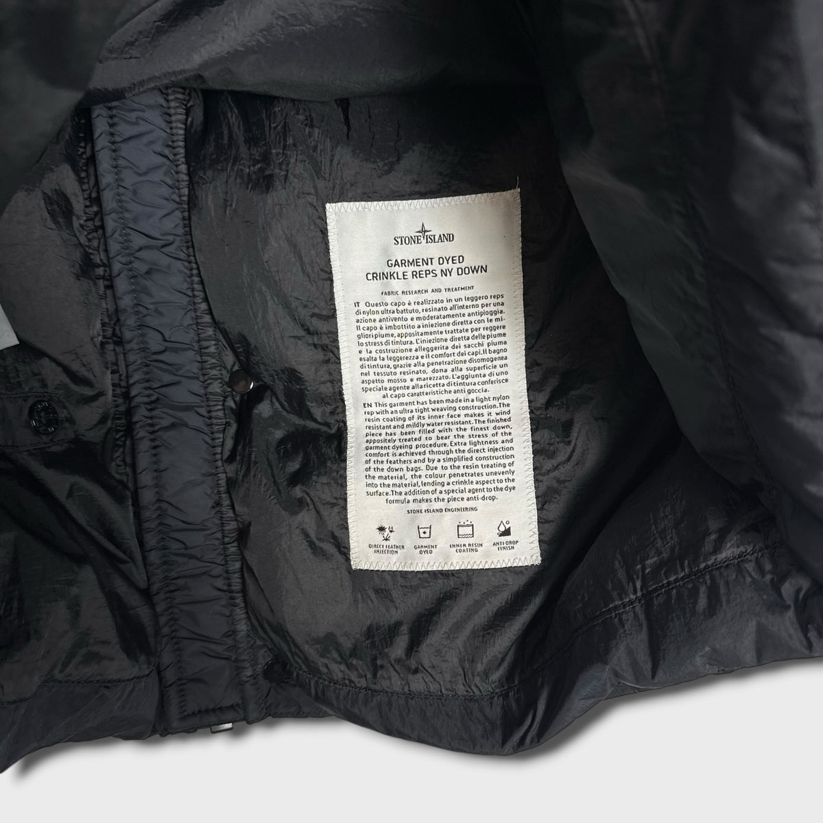 Stone Island Garment Dyed Crinkle Reps NY Down Fur Hood Jacket L