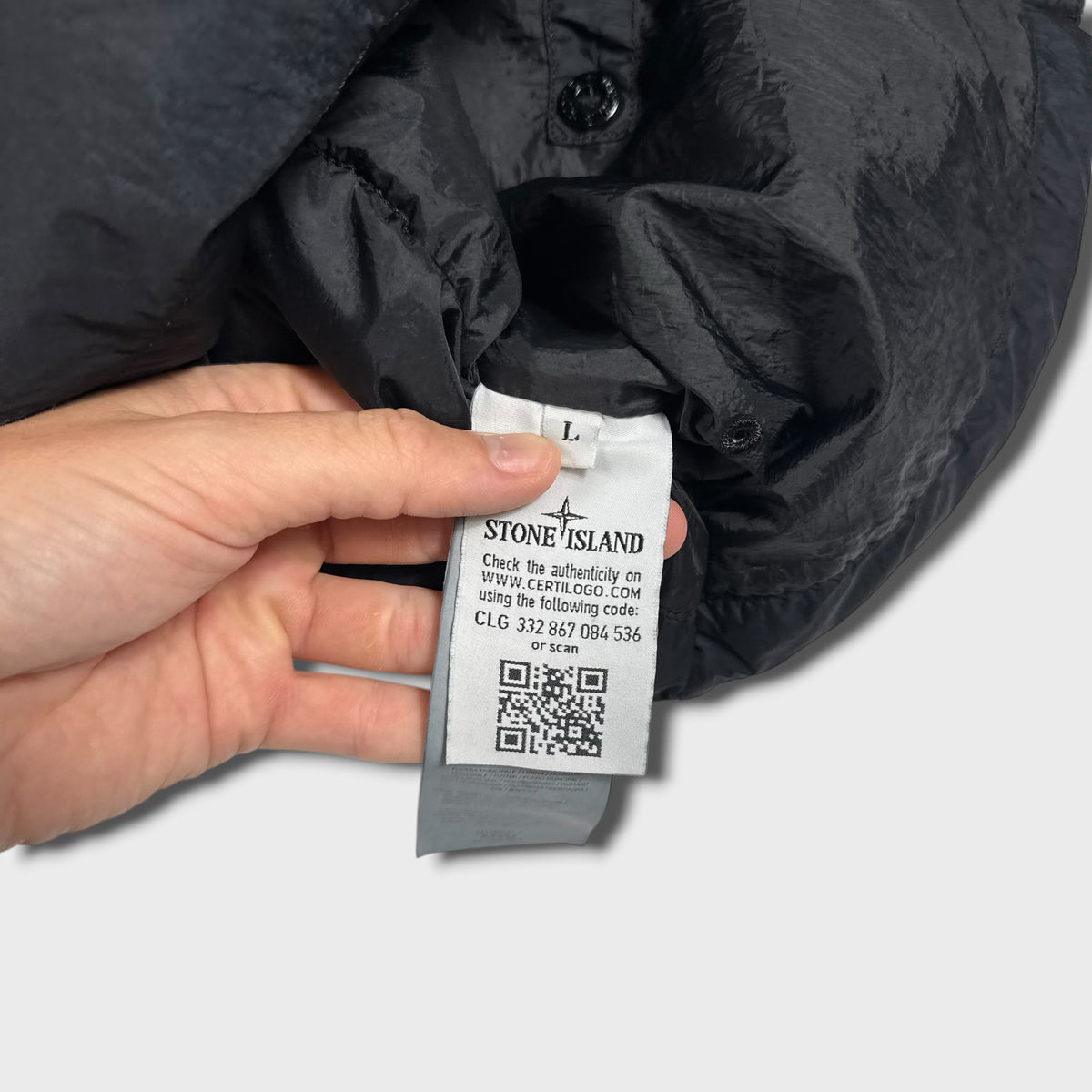 Stone Island Garment Dyed Crinkle Reps NY Down Fur Hood Jacket L