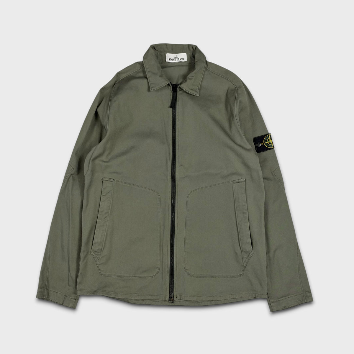 Stone Island Olive Full Zip Overshirt L