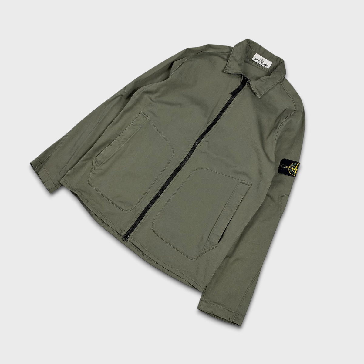 Stone Island Olive Full Zip Overshirt L
