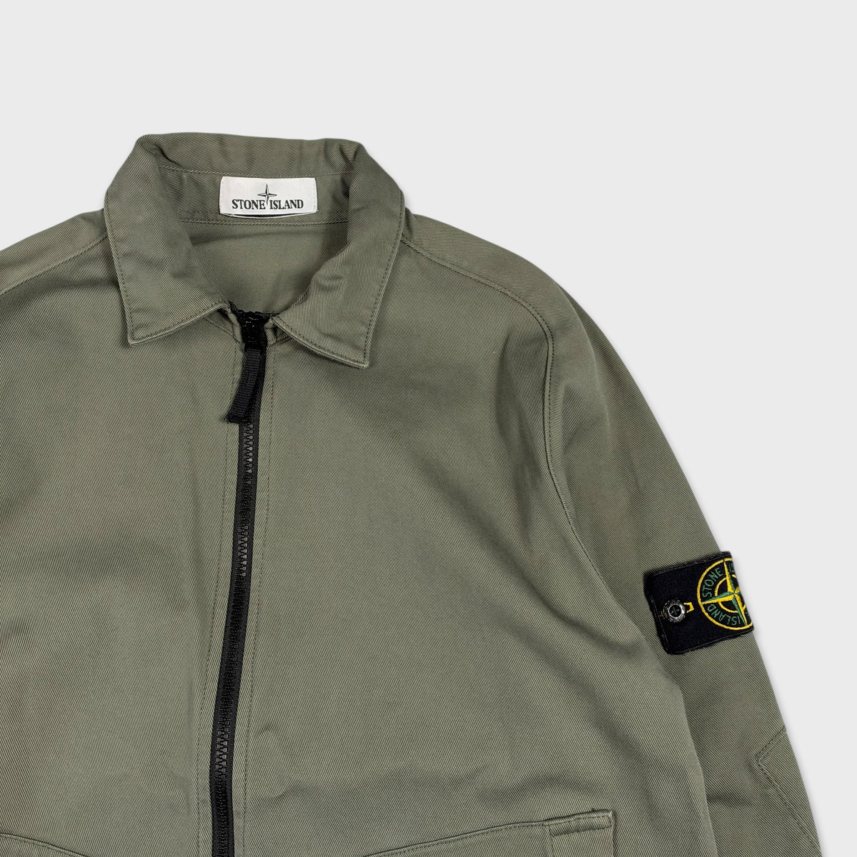 Stone Island Olive Full Zip Overshirt L
