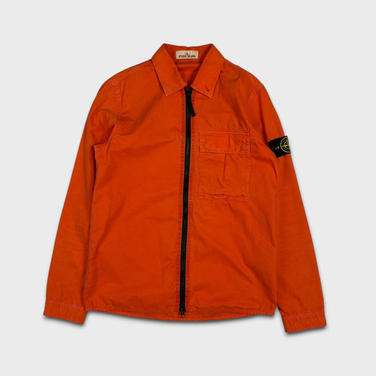 Stone Island Orange Full Zip Overshirt S