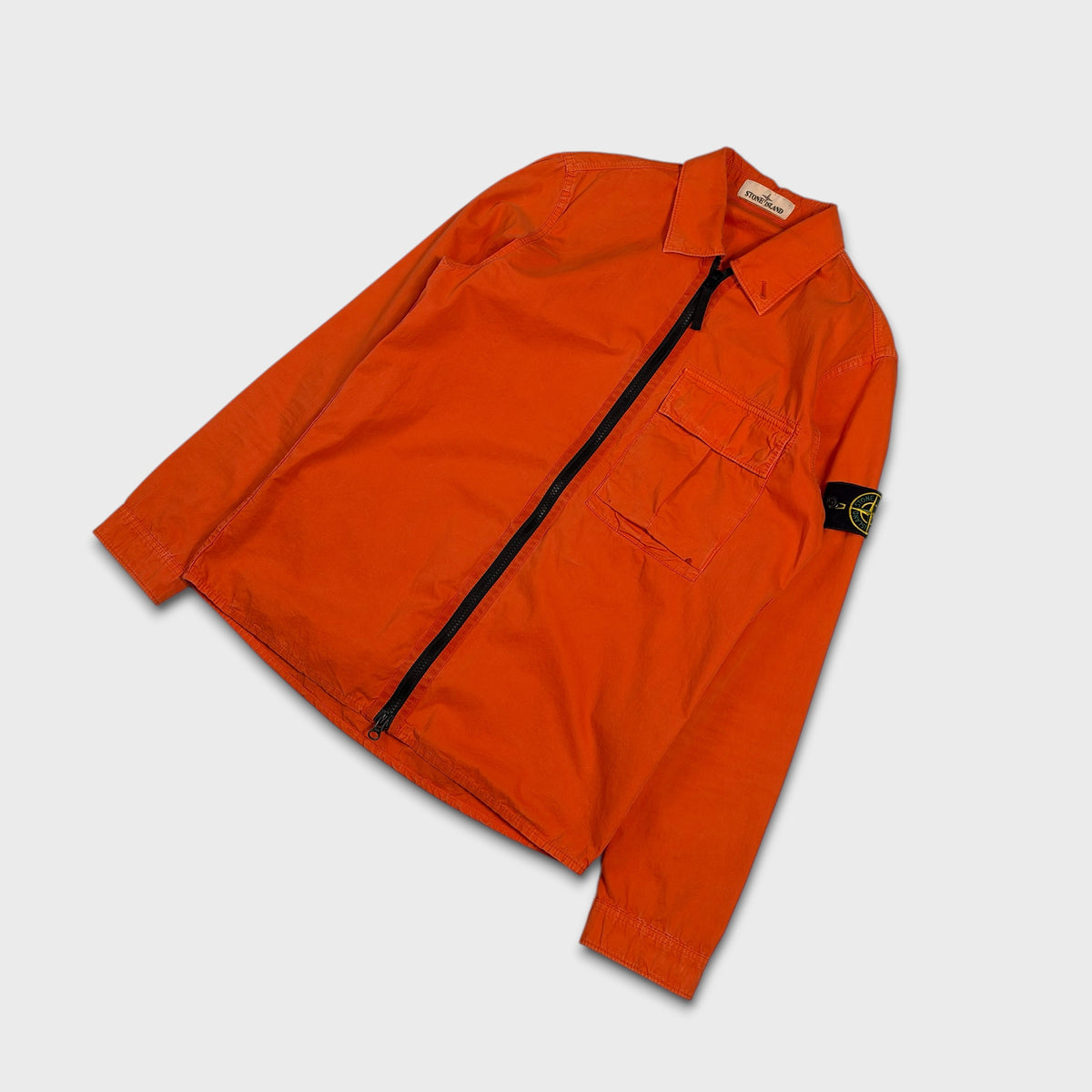 Stone Island Orange Full Zip Overshirt S
