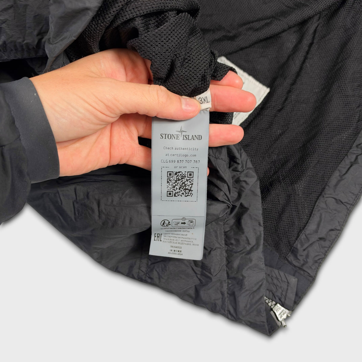 Stone Island Garment Dyed Crinkle Reps Hooded Lightweight Jacket 3XL