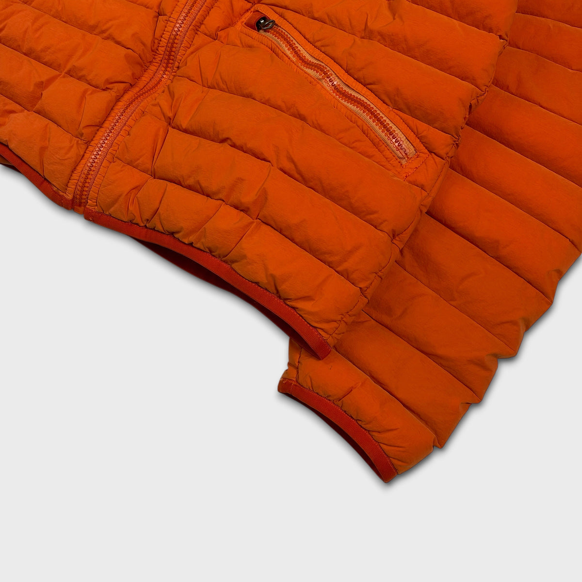 Stone Island Orange Loom Woven Down Chambers Puffer Jacket M