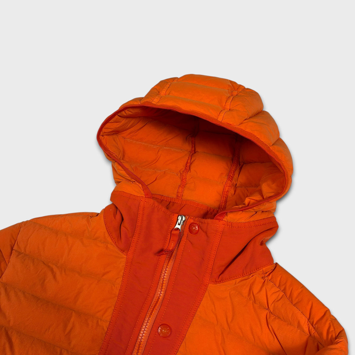 Stone Island Orange Loom Woven Down Chambers Puffer Jacket M