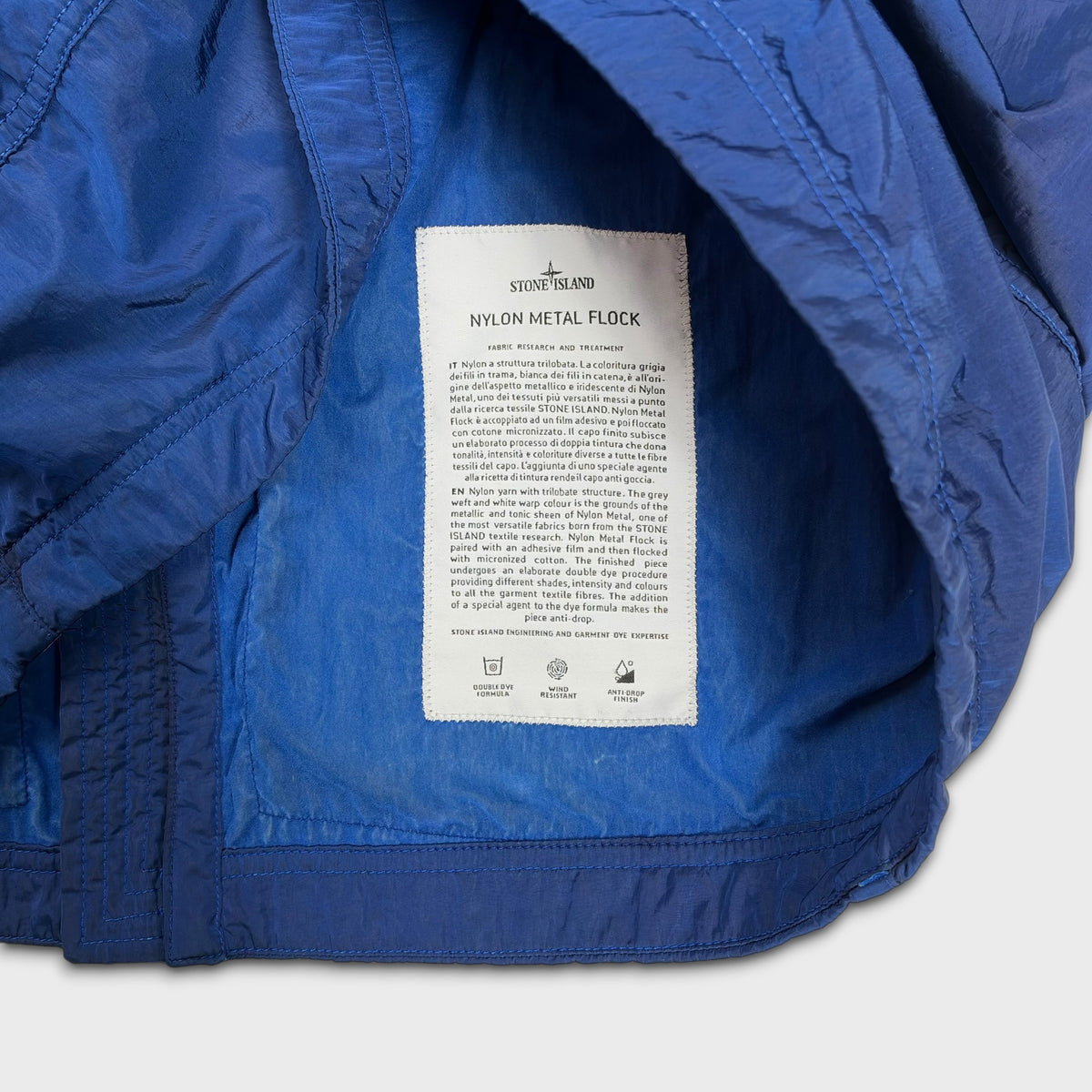 Stone Island Royal Blue Nylon Metal Flock Jacket M